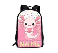 Wpamlrta Little Girls School Backpack Axolotl Printed Cute School Bookbag Personalized Custom Toddler Backpack for School with Name 17 Inch Customized Backpack Pink Axolotl