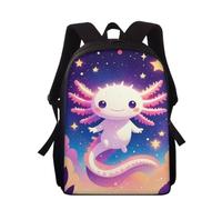 Wpamlrta Little Girls School Bookbag Cute Axolotl Print 15 Inch | Galaxy Night Axolotl School Backpack for Kids Toddler Small Schoolbags with Adjust Strap Night Star Axolotl