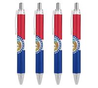 Wpamlrta Missouri State Flag Ballpoint Pen Retractable Journaling Pen Black Ink Ball Point Pen Office Pens for Men Women Office Supplies 4 PCS
