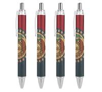 Wpamlrta Missouri State Flag Ballpoint Pen Slim Retractable Blue Ink 0.5 Mm Ballpoint Pen for Writing And Signing Home School Office 4 PCS