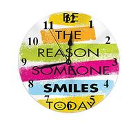 Wpamlrta Motivational Quote Clock Word Be The Reason Someone Smiles Today Rainbow Round Wall Clock 10 Inch Silent Non Ticking Hanging Clock for Home Decor Living Room Kitchen Bedroom Office