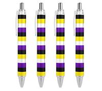 Wpamlrta Non-Binary Pride Flag Pattern Ballpoint Pen Retractable Writing Ball Pens Office Supplies Gifts for Women Men