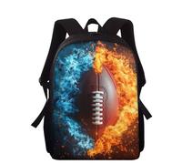 Wpamlrta Personalized Backpack for Kids Boys School Bookbag Schoolbags 15 Inch Rucksack for Kindergarten Toddler Flame Rugby