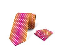 Wpamlrta Pink Orange White Men's Tie Set Necktie Set Groom Handkerchief for Parties Weddings & All Occasions