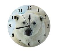Wpamlrta Polar Bear Clock Nature Wild Animal Antarctic White Bears with Ice Snow Round Wall Clock 10 Inch Silent Non Ticking Hanging Clock for Home Decor Living Room Kitchen Bedroom Office