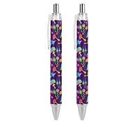 Wpamlrta Psychedelic Magic Glowing Mushroom Pattern Ballpoint Pen Retractable Writing Ball Pens Office Supplies Gifts for Women Men