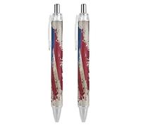 Wpamlrta Puerto Rico Flag Ballpoint Pen Slim Retractable Blue Ink 0.5 Mm Ballpoint Pen for Writing And Signing Home School Office 2 PCS