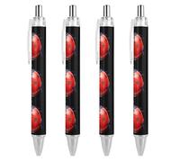Wpamlrta Red Ladybug Retractable Ballpoint Pen Portable Blue Ink Ball Point Pen Work Pens for Home Office 4 PCS