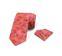 Wpamlrta Red Pink Men's Tie Set Necktie Set Groom Handkerchief for Parties Weddings & All Occasions