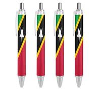 Wpamlrta Saint Kitts And Nevis Flag Ballpoint Pen Slim Retractable Blue Ink 0.5 Mm Ballpoint Pen for Writing And Signing Home School Office 4 PCS