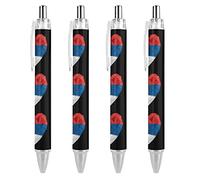 Wpamlrta Serbian Heart Flag Ballpoint Pen Retractable Fine Point Round Barrel Pens for Notebook Writing Office Working 0.5mm 4Pcs