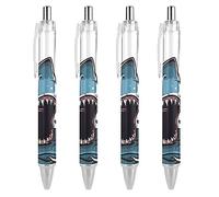 Wpamlrta Shark Pattern Ballpoint Pen Slim Retractable Blue Ink 0.5 Mm Ballpoint Pen for Writing And Signing Home School Office 4 PCS