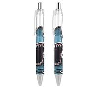 Wpamlrta Shark Pattern Ballpoint Pen Slim Retractable Blue Ink 0.5 Mm Ballpoint Pen for Writing And Signing Home School Office 2 PCS