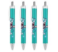 Wpamlrta Shark Pattern Ballpoint Pen Slim Retractable Blue Ink 0.5 Mm Ballpoint Pen for Writing And Signing Home School Office 4 PCS