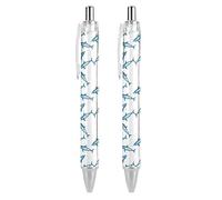 Wpamlrta Shark Pattern Ballpoint Pen Slim Retractable Blue Ink 0.5 Mm Ballpoint Pen for Writing And Signing Home School Office 2 PCS