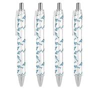 Wpamlrta Shark Pattern Ballpoint Pen Slim Retractable Blue Ink 0.5 Mm Ballpoint Pen for Writing And Signing Home School Office 4 PCS