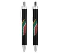 Wpamlrta South Africa Flag Finger Retractable Ballpoint Pen Portable Blue Ink Ball Point Pen Work Pens for Home Office 2 PCS