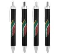 Wpamlrta South Africa Flag Finger Retractable Ballpoint Pen Portable Blue Ink Ball Point Pen Work Pens for Home Office 4 PCS