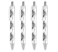 Wpamlrta Tribal Wolf Head Ballpoint Pen Retractable Fine Point Round Barrel Black Pens for Notebook Writing Office Working 0.5mm 4Pcs