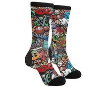 Wpamlrta Unisex Socks Graffiti Running Socks Funny Crew Dress Socks For Men Women