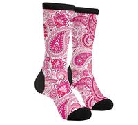 Wpamlrta Unisex Socks Pink Paisley Running Socks Socks Funny Crew Dress Socks For Men Women