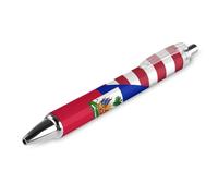 Wpamlrta US Haiti Flag Retractable Ballpoint Pen Portable Blue Ink Ball Point Pen Work Pens for Home Office 1 PCS