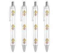 Wpamlrta Vatican Flag Ballpoint Pen Retractable Fine Point Round Barrel Pens for Notebook Writing Office Working 0.5mm 4Pcs