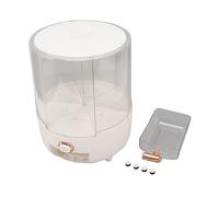 WPAODMWYI 360 Degree Rotating Grain Dispenser, Plastic 6 Compartments Kitchen Storage Container for Rice Beans White, Large Capacity Food Dispenser with Transparent Body, Easy One Click Quan (L)