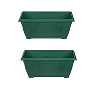 Set Of 2 Venetian Window Box Trough Planters Small 40cm Plastic Plant Pot Forest Green