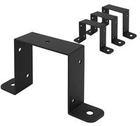 Wpbhk 4pcs Strap Post Ties Brackets, Square Tube Strap Clamp,U-Shaped Pipe Clamp Bracket, Black Square Tube Buckle for 4x4 Deck Fence Post Tie Bracket