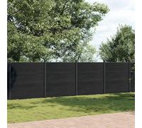 WPC and Aluminium Fence Panel, Garden Privacy Barrier, Grey, 1391x186 cm