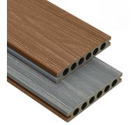 WPC Decking Set Brown Grey 30 m² with Accessories, 4 m Length, Co-Extruded, Extra Strong 23 mm, Realistic Wooden Structure for Balcony and Pool Area