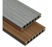 WPC Decking Set, Coextruded, Brown and Grey, 36 m² Total Area, 2.2 m Length, Water-Repellent, for Balcony and Pool Area