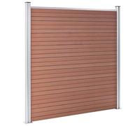 WPC Fence Panel 353x186 cm Brown | Modular Privacy Fence, 18 Boards 3 Posts, Wood Grain Design, Rot Resistant