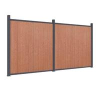 WPC Fence Panel Brown 353x186 cm | Wood-Plastic Composite, , Aluminium Frame, Easy Slat Assembly, Garden Privacy