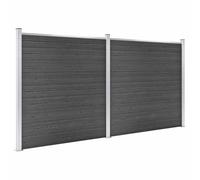 WPC Fence Panel Set 353x186 cm Black | Wood-Plastic Composite, Privacy Garden Barrier, Rust Resistant, Modular Design