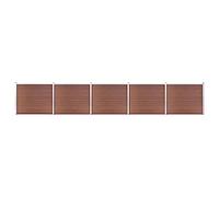 WPC Fence Panel Set, 872x146 cm Brown, Durable Wood-Plastic Composite Garden Barrier for Privacy, Expandable Outdoor Fencing for Yard Security