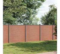 WPC Fence Panel with Aluminium, Garden Privacy Barrier, Brown, 526x186 cm