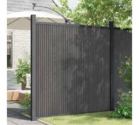 WPC Fence Panel with Aluminium, Garden Privacy Barrier, Grey, 173x186 cm