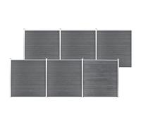 WPC Fence Set 10 Square+1 Slanted Barrier Panel Screen Privacy Screen vidaXL