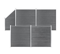 WPC Fence Set 10 Square+1 Slanted Barrier Panel Screen Privacy Screen vidaXL