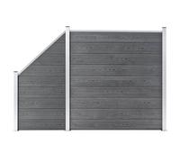 WPC Fence Set 10 Square+1 Slanted Barrier Panel Screen Privacy Screen vidaXL