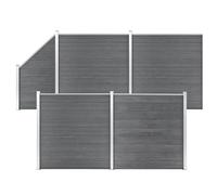 WPC Fence Set with Aluminium, Garden Privacy Barrier, Grey, 792x186 cm