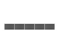 WPC Garden Fence Panel Set, 872x105 cm Black, Durable Wood-Plastic Composite Outdoor Pet Barrier with Aluminum Top Profile for Yard Security