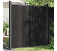 WPC Garden Fence Panel with 2 Grey Posts 180x186 cm - Outdoor Gate & Walkway BER for Enhanced Privacy Securi and Slish Lacaping