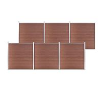 WPC Garden Fence Set with Aluminium, Privacy Barrier, Brown, 1045x186 cm