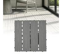 WPC Interlocking Deck Tiles, 11 PCS Snap-Together Flooring for Patio,Grey | 300 kg load capacity per tile, weatherproof composite build, sized 30 x 30 cm-ideal for saunas, basements, and courtyards