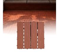 WPC Interlocking Deck Tiles, 11 PCS Snap-Together Flooring for Patio,Red | 300 kg load capacity per tile, weatherproof composite build, sized 30 x 30 cm-ideal for saunas, basements, and courtyards