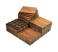 WPC Interlocking Decking Tiles 30x30cm, 12 Pack Composite Outdoor Flooring | Waterproof, Snap-Fit Design, Balcony & Garden Use, Patio Deck Tiles