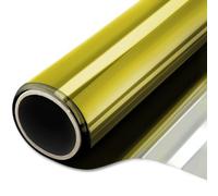 WPCTEV Window Film One Way Mirror Vinyl Daytime Privacy Static Non-Adhesive Decorative Heat Control Anti UV Window Tint for Home and Office Gold Silver 6 Mil 29.5 Inch x 6.5 Feet